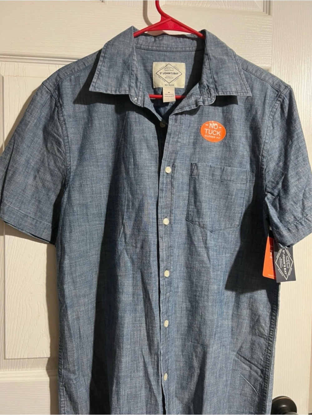 St. John's Bay Short Sleeve Button-Down Shirt - Chambray Blue